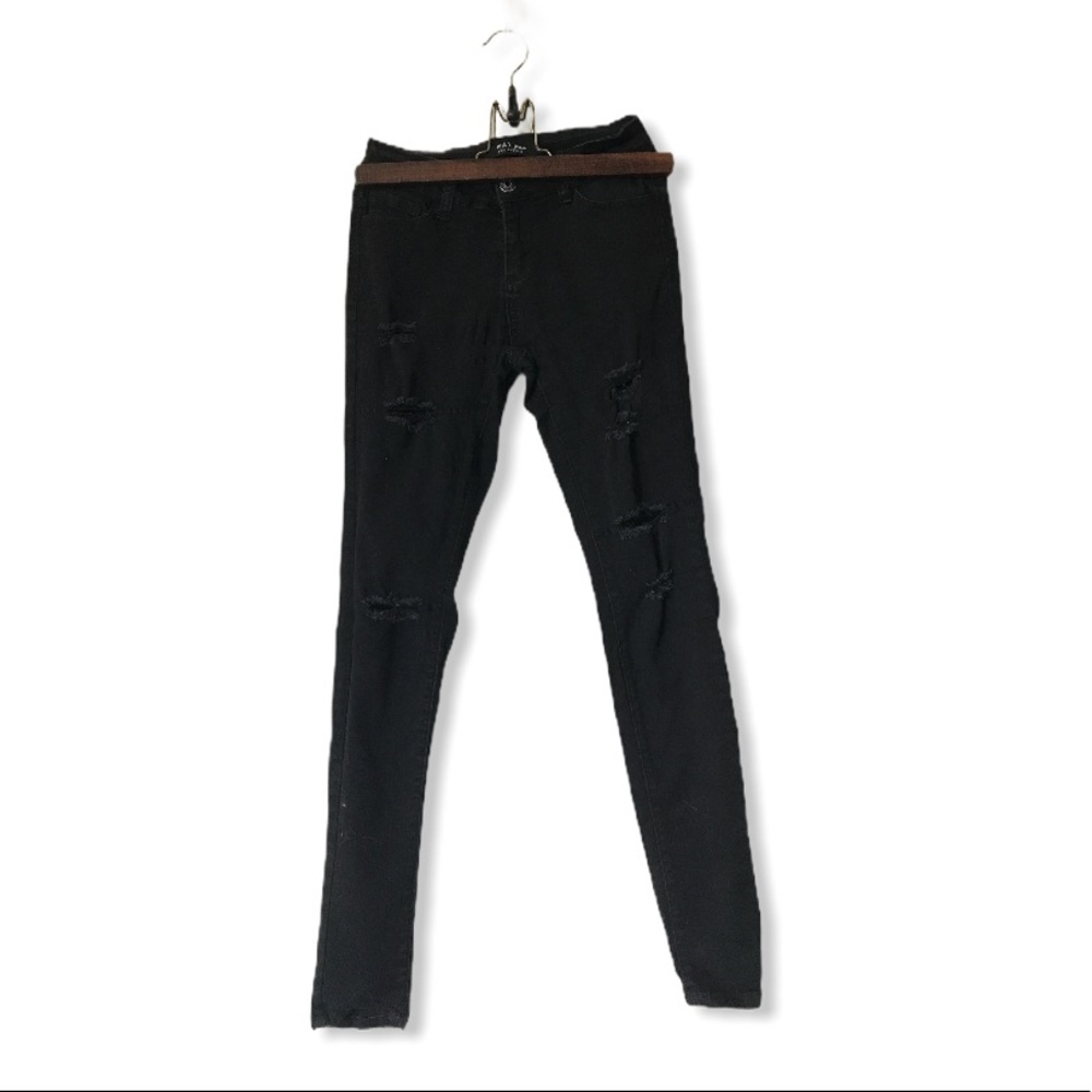 Black Distressed Wax Jean Jeggings